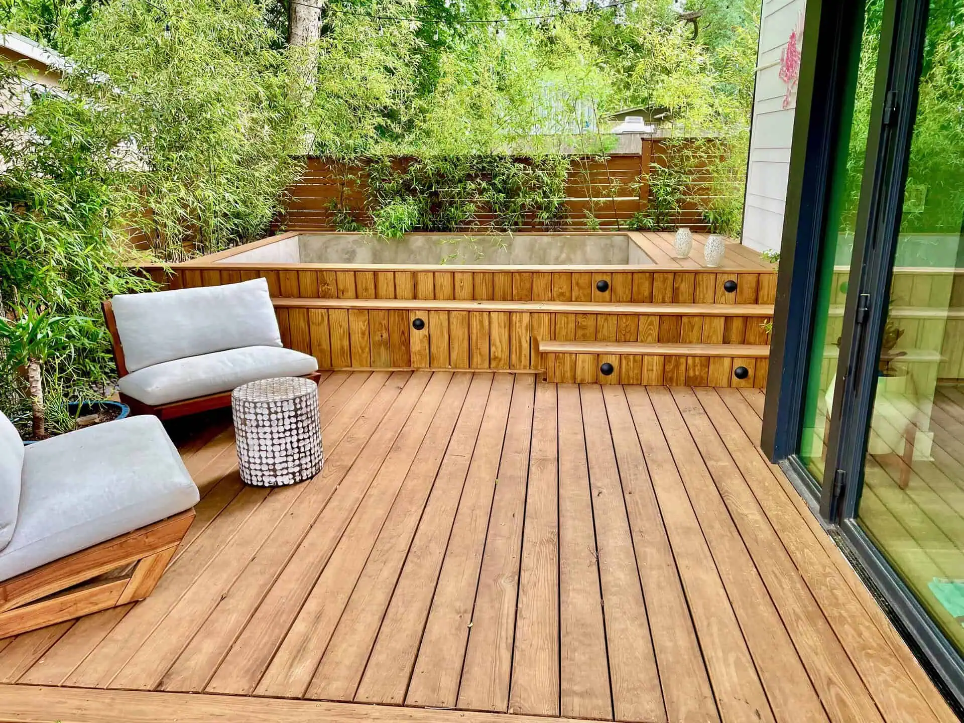 Red Agave fire feature Austin TX