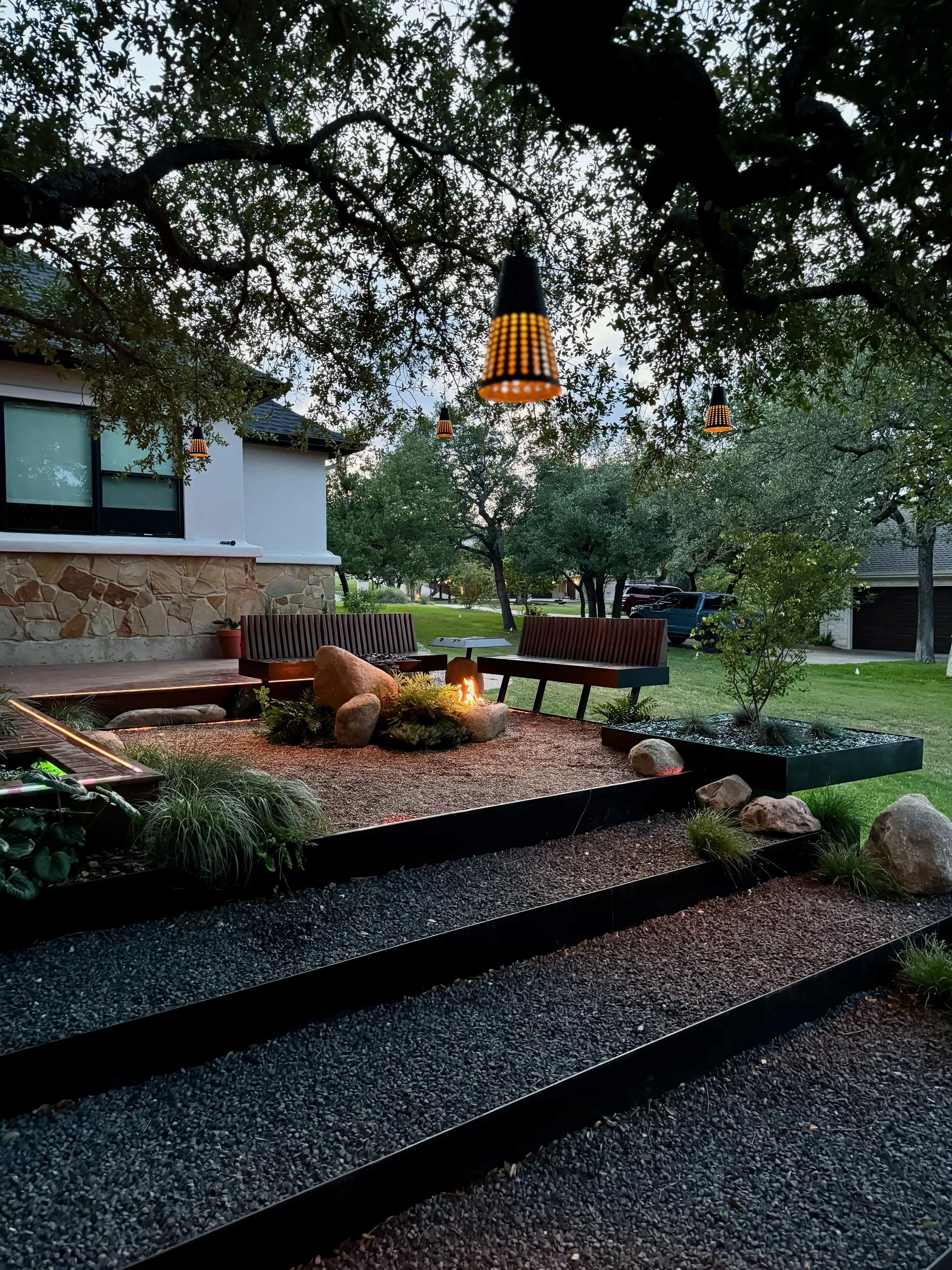 Custom steel and hardscape terracing Lakeway area TX
